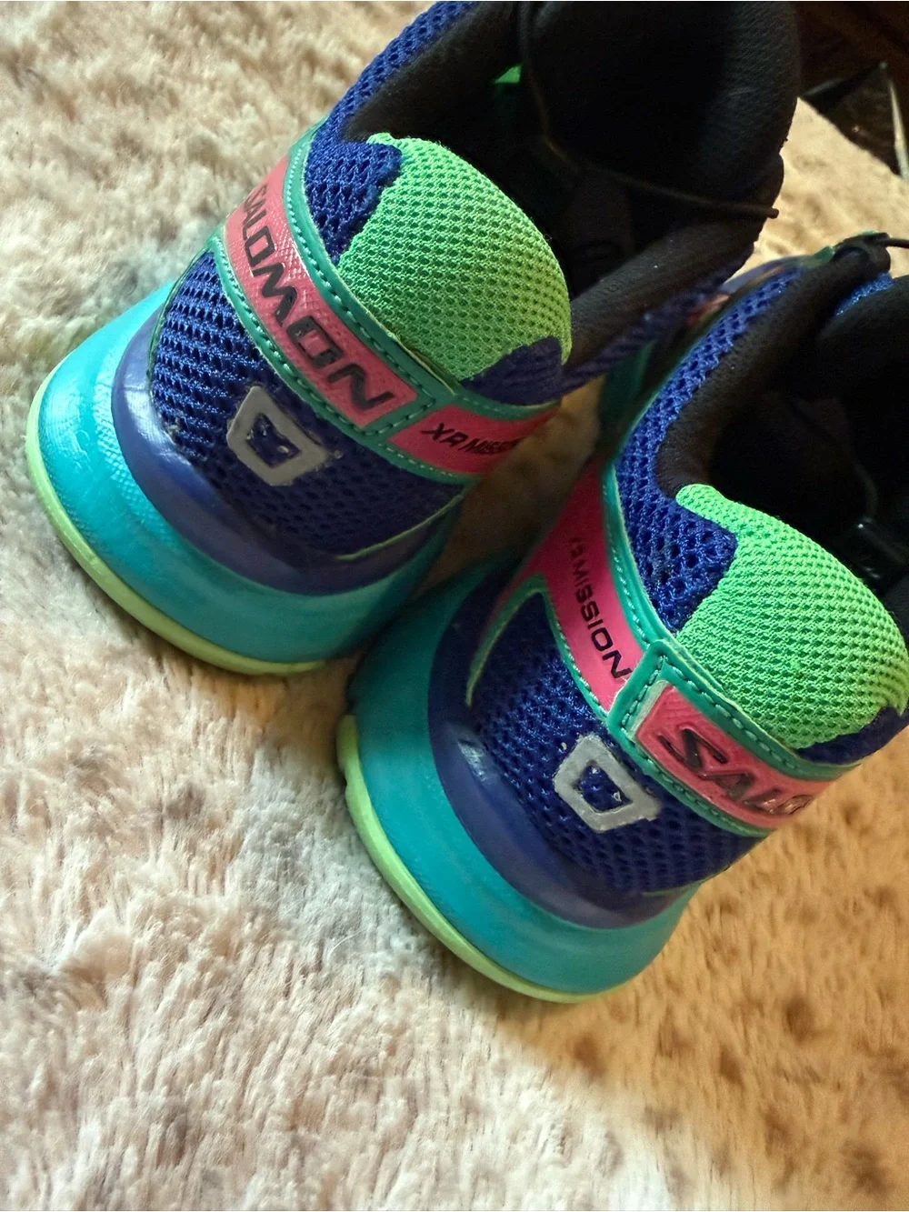 Salomon blue, green & pink athletic shoes